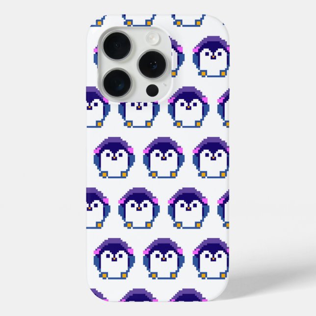 Funda De Case-Mate Para iPhone Pingüino pixelado lindo almohada de lanzamiento de (Reverso )