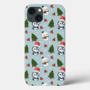Funda Para iPhone 13 Pingüino Santa Feliz Feliz Feliz Navidad