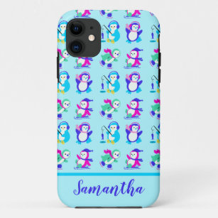 Funda Para iPhone 11 Pingüinos de invierno de color lindo personalizado