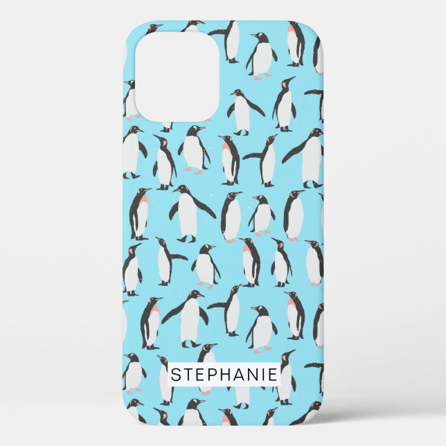 Funda De Case-Mate Para iPhone Pingüinos en el patrón de nieve (Reverso )
