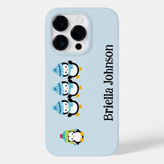 Funda De Case-Mate Para iPhone Pingüinos personalizados vestidos para el invierno (Reverso )