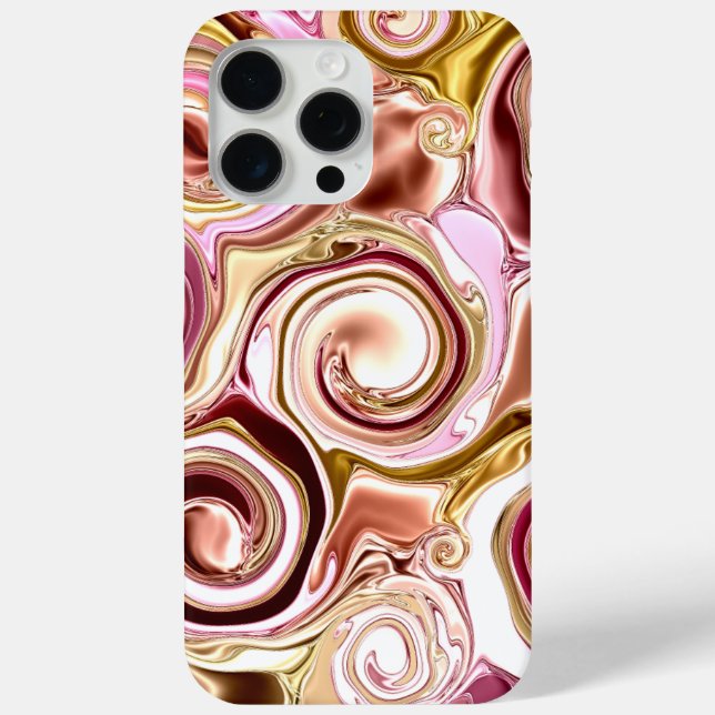 Funda De Case-Mate Para iPhone Pink and Gold Swirls (Reverso )