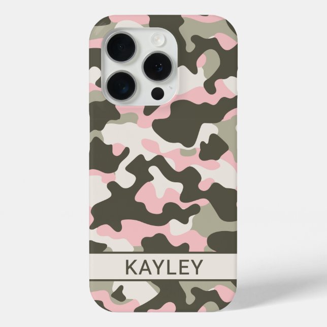 Funda De Case-Mate Para iPhone Pink and Green Camouflage Personalized (Reverso )