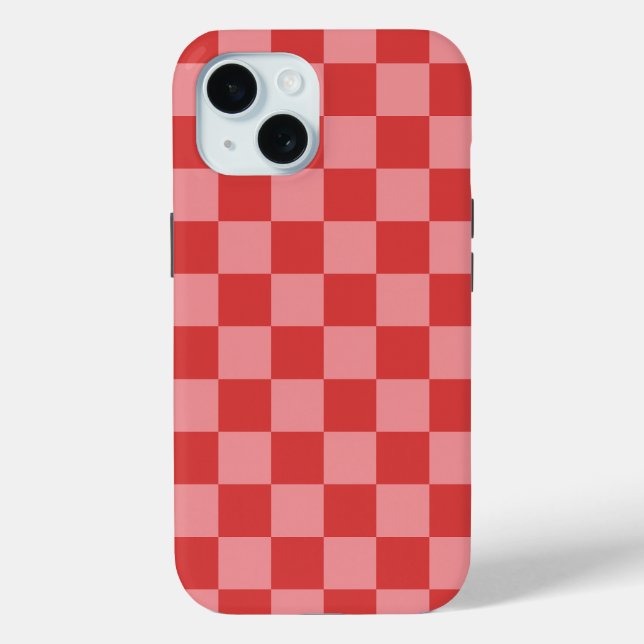 Funda De Case-Mate Para iPhone Pink and Red Check Pattern Playful Valentine's  (Reverso )