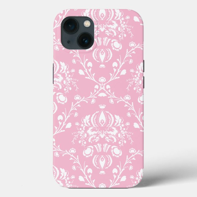 Funda De Case-Mate Para iPhone Pink and White Damask  (Reverso )