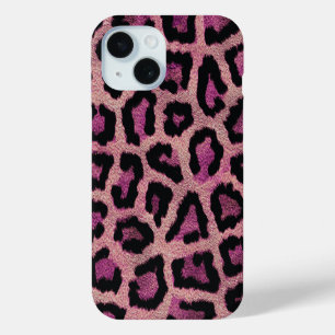 Funda Para iPhone 15 Pink Black Leopard Animal