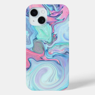 Funda Para iPhone 15 Pink & Blue Swirl Pastel   Resumen