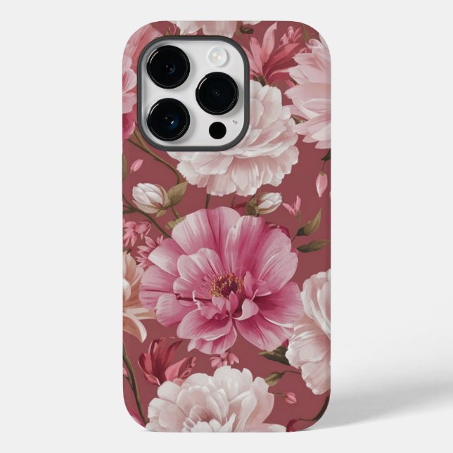 Funda De Case-Mate Para iPhone Pink Boho Floral (Reverso )