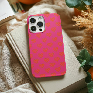 Funda Para iPhone 13 Pro Pink caliente y corazón Naranja de moda