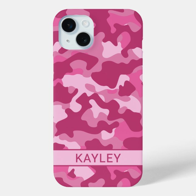 Funda De Case-Mate Para iPhone Pink Camouflage Personalized (Reverso )