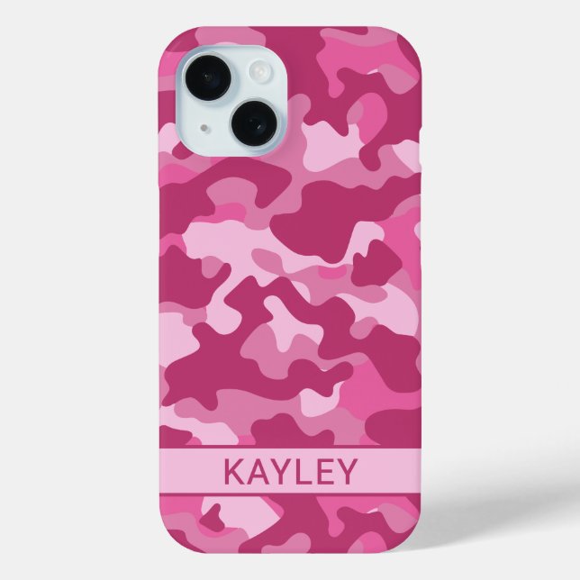 Funda De Case-Mate Para iPhone Pink Camouflage Personalized (Reverso )