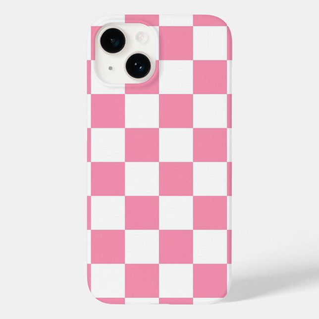 Funda De Case-Mate Para iPhone Pink Checkered Pattern (Reverso )