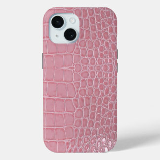 Funda Para iPhone 15 Pink Crocodile Leather Aesthetic