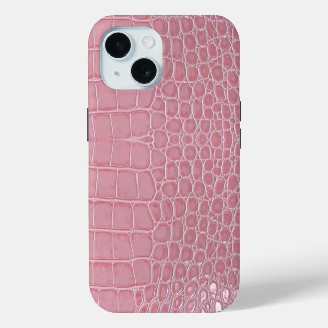 Funda De Case-Mate Para iPhone Pink Crocodile Leather Aesthetic (Reverso )