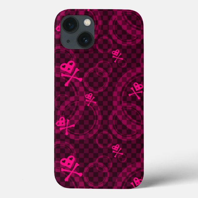 Funda De Case-Mate Para iPhone Pink Emo Pattern With Circles (Reverso)