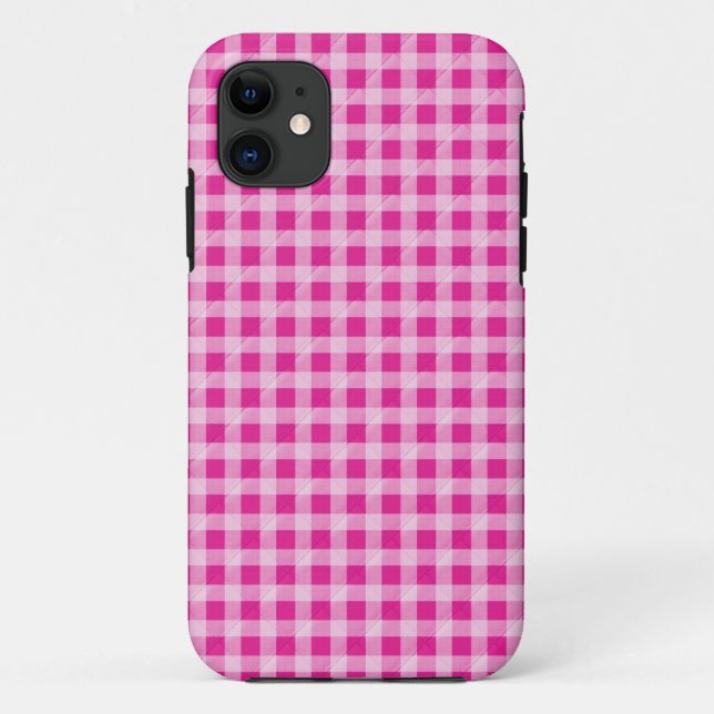 Funda De Case-Mate Para iPhone Pink Gingham Quilt (Reverso)