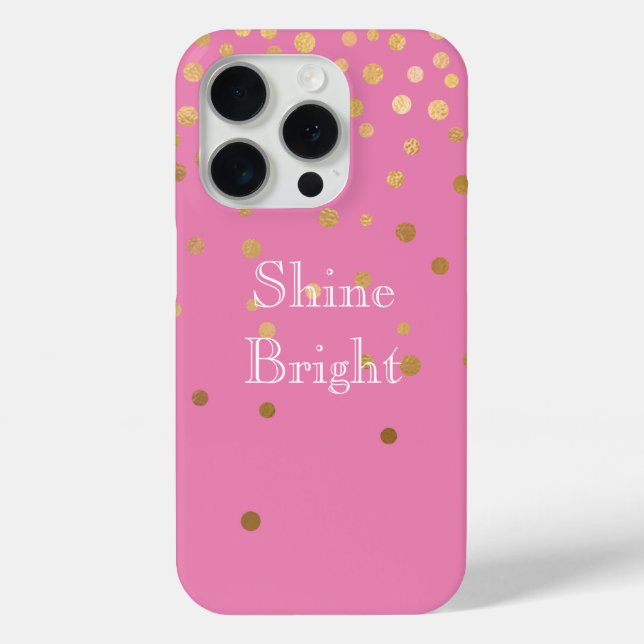 Funda De Case-Mate Para iPhone Pink Gold Glam Confetti Dots (Reverso )