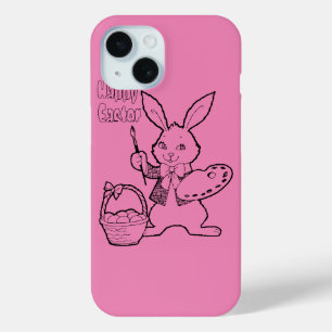 Funda Para iPhone 15 Pink Happy Easter Bunny