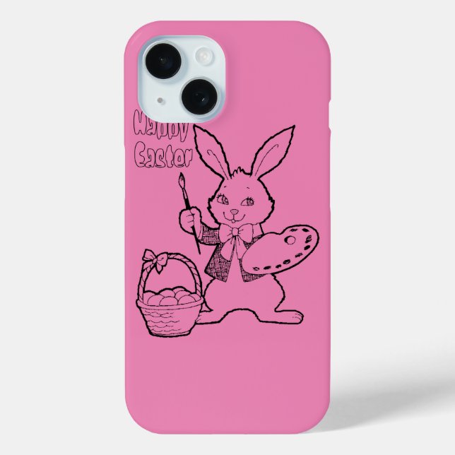 Funda De Case-Mate Para iPhone Pink Happy Easter Bunny (Reverso )