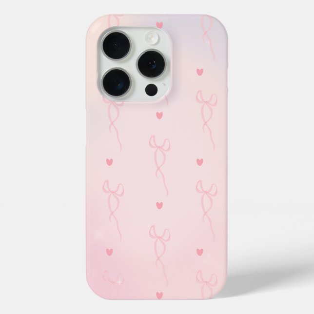 Funda De Case-Mate Para iPhone Pink Heart Pink Bow (Reverso )