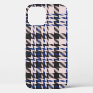 Funda Para iPhone 12 Pink Navy Glen Plaid texturizado patternabina sin 