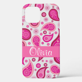 Funda Para iPhone 12 Pro Pink Paisley Name Girly
