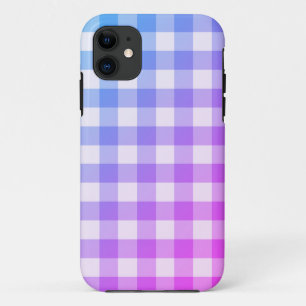 Funda Para iPhone 11 Pink & Purple Ombré White Plaid Gingham Bonito