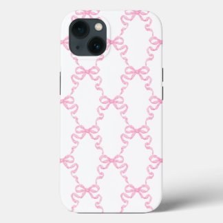 Funda Para iPhone 13 Pink Ribbon Bow Trellis