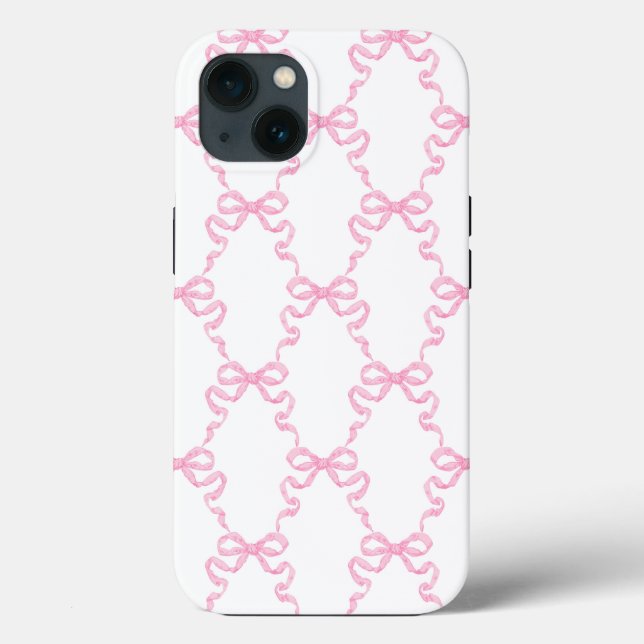 Funda De Case-Mate Para iPhone Pink Ribbon Bow Trellis (Reverso )