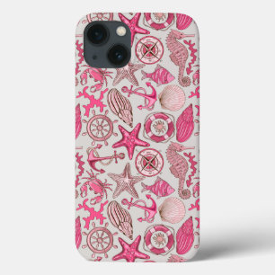 Funda Para iPhone 13 Pink Sea Pattern