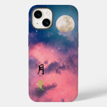 PINK SKY WHITE MOON IPHONE CASE KANJI LOVE