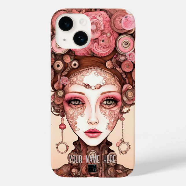 Funda De Case-Mate Para iPhone PINK STEAMPUNK BEAUTY DOLL FACE iPhone / iPad case (Reverso )