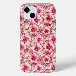 Funda Para iPhone 15 Mini Pink Tie Dye Floral