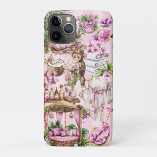 Funda Para iPhone 11 Pro Pink Tropical Spa Cabana Resort