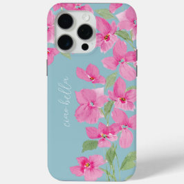 Funda Para iPhone 15 Pro Max Pink Watercolor Floral