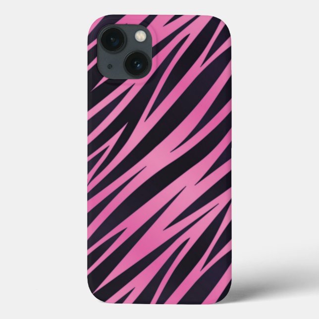 Funda De Case-Mate Para iPhone Pink Zebra Stripe Background (Reverso)