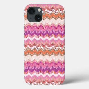 Funda Para iPhone 13 Pink zigzag background