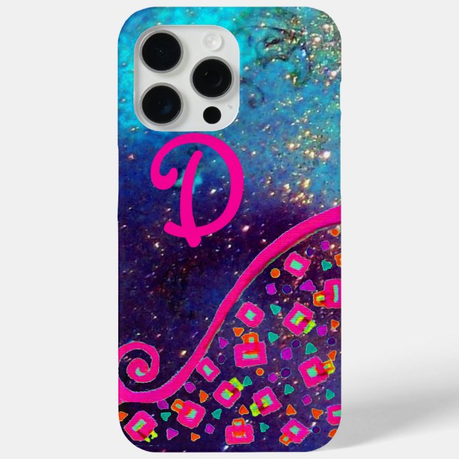 FUNDA DE Case-Mate PARA iPhone PINO FUCHSIA AZUL ABSTRACT DECO MONOGRAM (Reverso )