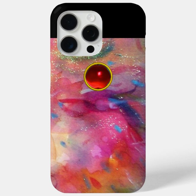 Funda De Case-Mate Para iPhone PINO FUCHSIA AZUL ABSTRACTO GEMstone Rojo (Reverso )