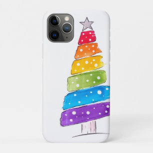 Funda Para iPhone 11 Pro Pino moderno de Navidad en acuarela colorido 