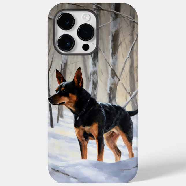 Funda De Case-Mate Para iPhone Pinscher Miniatura Deja que nieve Navidad (Reverso )