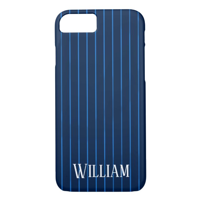Funda De Case-Mate Para iPhone Pinstripes azul marino personalizadas (Reverso)