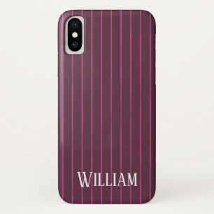 Funda Para iPhone X Pinstripes burdeos personalizadas