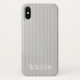 Funda Para iPhone X Pinstripes gris claro personalizado