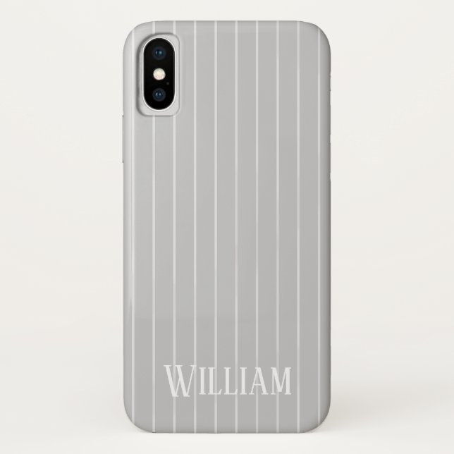Funda De Case-Mate Para iPhone Pinstripes gris claro personalizado (Reverso)