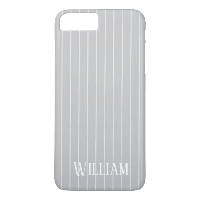 Funda De Case-Mate Para iPhone Pinstripes gris claro personalizado (Reverso)