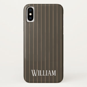 Funda Para iPhone X Pinstripes retro castaño personalizado