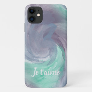 Funda Para iPhone 11 Pintada morada de color morado verde páintero en a