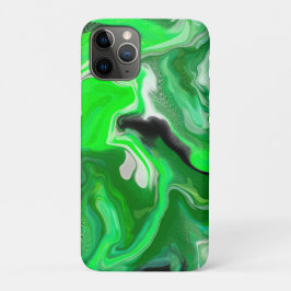 Funda Para iPhone 11 Pro Pintado de arte fluido digital verde y negro