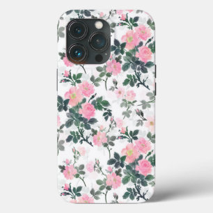 Funda Para iPhone 13 Pro Pintado de color de agua floral de rosas romantica